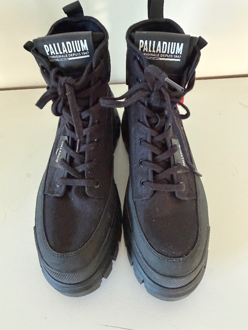 palladium chunky lace up black boot
